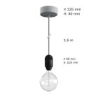 Modular outdoor pendant lamp for lampshades, with 1.5 m cable, silicone ceiling rose and IP65 waterproof lamp holder