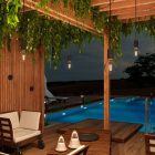 Modular ELEGANT outdoor pendant lamp with 5 m cable, decentralizer, ceiling rose and lamp holder IP65 waterproof