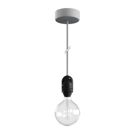 Modular outdoor pendant lamp for lampshades, with 1.5 m cable, silicone ceiling rose and IP65 waterproof lamp holder