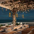 Modular PASTEL outdoor pendant lamp with 5-meter textile cable, decentralizer, ceiling rosette and lamp holder IP65 waterproof