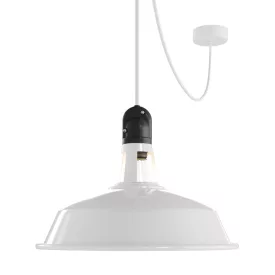   Modular outdoor pendant lamp with lampshade, 5-meter textile cable, decentralizer, ceiling rosette and lamp holder IP65 waterproof