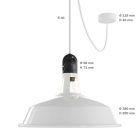 Modular outdoor pendant lamp with lampshade, 5-meter textile cable, decentralizer, ceiling rosette and lamp holder IP65 waterproof