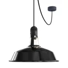 Modular outdoor pendant lamp with lampshade, 5-meter textile cable, decentralizer, ceiling rosette and lamp holder IP65 waterproof