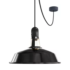   Modular outdoor pendant lamp with lampshade, 5-meter textile cable, decentralizer, ceiling rosette and lamp holder IP65 waterproof