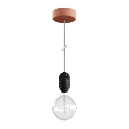 Modular outdoor pendant lamp for lampshades, with 1.5 m cable, silicone ceiling rose and IP65 waterproof lamp holder