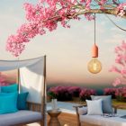 Modular PASTEL outdoor pendant lamp with 5-meter textile cable, decentralizer, ceiling rosette and lamp holder IP65 waterproof