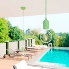 Modular PASTEL outdoor pendant lamp with 1.5 m cable, colored silicone ceiling rose and IP65 waterproof lamp holder