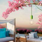 Modular PASTEL outdoor pendant lamp with 5-meter textile cable, decentralizer, ceiling rosette and lamp holder IP65 waterproof
