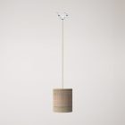 Track-mounted pendant lamp with textile cable and raffia Cilindro lampshade