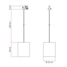 Track-mounted pendant lamp with textile cable and raffia Cilindro lampshade