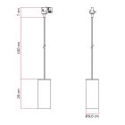 Track-mounted pendant lamp with textile cable and Tub-E27 socket