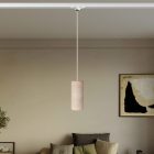 Track-mounted pendant lamp with textile cable and Tub-E27 socket