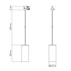 Track-mounted pendant lamp with textile cable and Tub-E27 socket