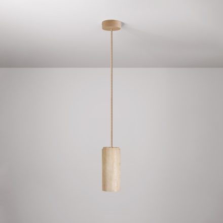 Suspended lamp with wooden lampshade for Tub-E27 spotlights