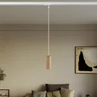 Track-mounted pendant lamp with textile cable and Tub-E14 socket