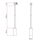 Track-mounted pendant lamp with textile cable and Tub-E14 socket