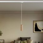 Track-mounted pendant lamp with textile cable and Tub-E14 socket