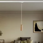 Track-mounted pendant lamp with textile cable and Tub-E14 socket