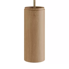   Suspended lamp with textile cord and Tub-E14 wooden shade - Made in Italy
