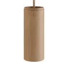 Suspended lamp with textile cord and Tub-E14 wooden shade - Made in Italy