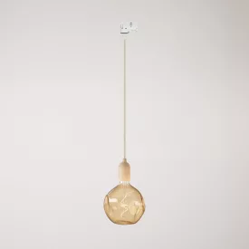 Rail-mounted pendant lamp with wooden lamp holder