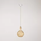 Rail-mounted pendant lamp with wooden lamp holder
