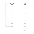 Rail-mounted pendant lamp with wooden lamp holder