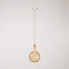 Rail-mounted pendant lamp with wooden lamp holder