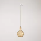 Rail-mounted pendant lamp with wooden lamp holder