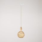Rail-mounted pendant lamp with wooden lamp holder