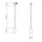 Rail-mounted pendant lamp with wooden lamp holder