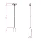 Rail-mounted pendant lamp with wooden lamp holder