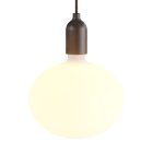 Pendant lamp made in Italy, with fabric cables and wooden cover