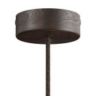 Pendant lamp made in Italy, with fabric cables and wooden cover