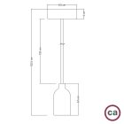 Pendant lamp made in Italy, with fabric cables and wooden cover