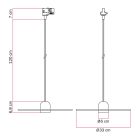 Wooden rail lamp with textile cable and UFO lampshade