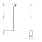 Wooden rail lamp with textile cable and UFO lampshade