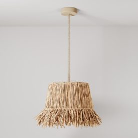 Suspended lamp with raffia lampshade Honolulu