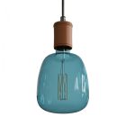  Pendant lamp with textile cable and leather details - Made in Italy - With bulb included