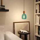  Pendant lamp with textile cable and leather details - Made in Italy - With bulb included