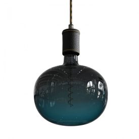    Pendant lamp with textile cable and leather details - Made in Italy - With bulb included
