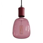  Pendant lamp with textile cable and leather details - Made in Italy - With bulb included