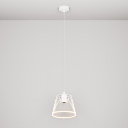 Suspended lamp with transparent, cone-shaped Ghost bulb