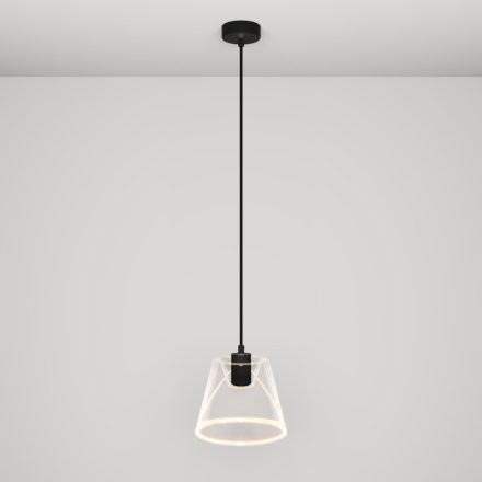 Suspended lamp with transparent, cone-shaped Ghost bulb