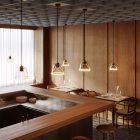 Suspended lamp with smoky, cone-shaped Ghost bulb