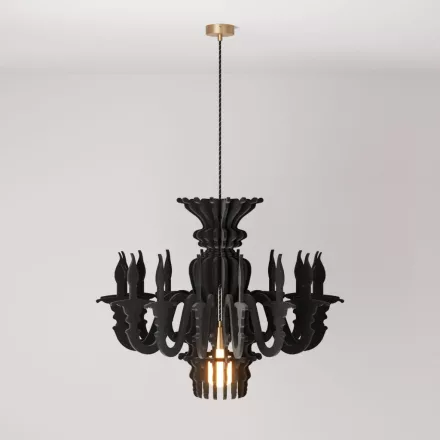 Suspended lamp with classic SHHANDELIER shade, made of sound-absorbing material
