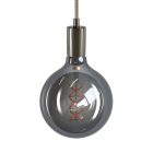 Suspended lamp with textile cable and metal details - Made in Italy - Bulb included