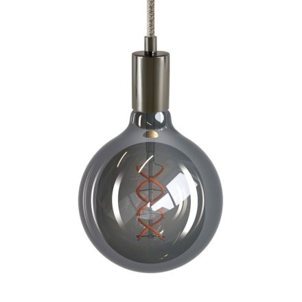Suspended lamp with textile cable and metal details - Made in Italy - Bulb included