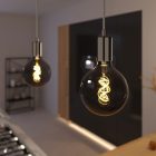 Suspended lamp with textile cable and metal details - Made in Italy - Bulb included