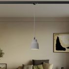 Suspended lamp with Vaso shade and rail adapter